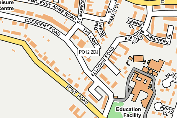 PO12 2DJ map - OS OpenMap – Local (Ordnance Survey)