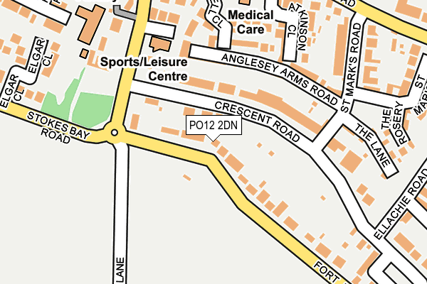 PO12 2DN map - OS OpenMap – Local (Ordnance Survey)