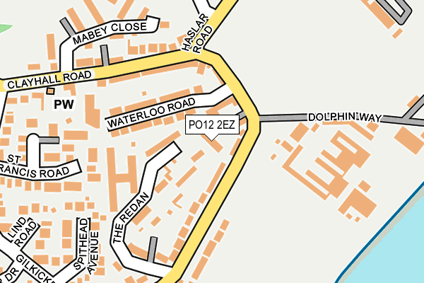 PO12 2EZ map - OS OpenMap – Local (Ordnance Survey)