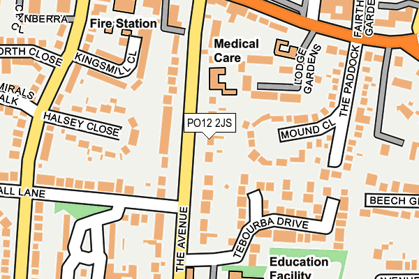 PO12 2JS map - OS OpenMap – Local (Ordnance Survey)