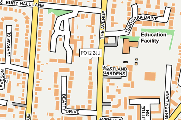 PO12 2JU map - OS OpenMap – Local (Ordnance Survey)