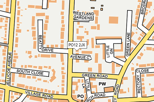 PO12 2JX map - OS OpenMap – Local (Ordnance Survey)