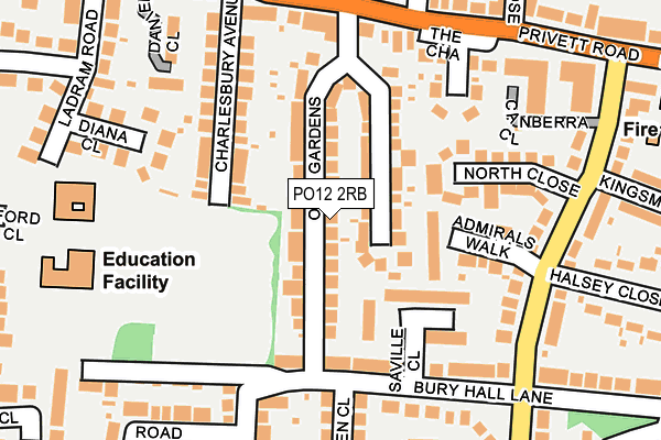 PO12 2RB map - OS OpenMap – Local (Ordnance Survey)