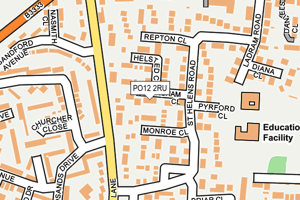 PO12 2RU map - OS OpenMap – Local (Ordnance Survey)