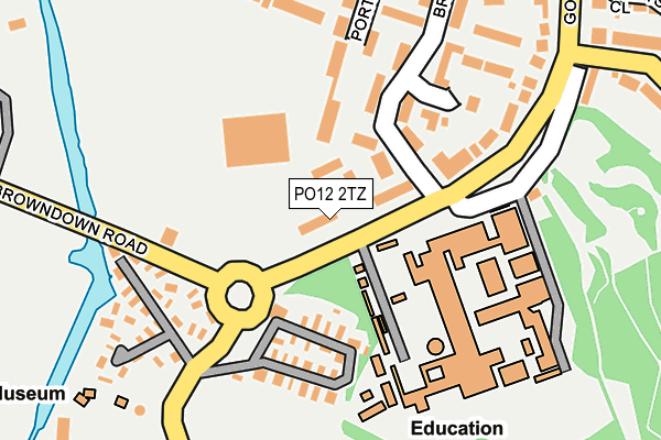 PO12 2TZ map - OS OpenMap – Local (Ordnance Survey)