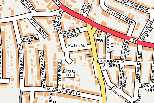 PO12 3AD map - OS OpenMap – Local (Ordnance Survey)