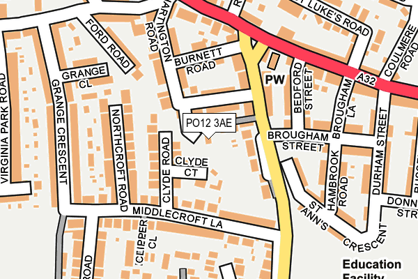 PO12 3AE map - OS OpenMap – Local (Ordnance Survey)