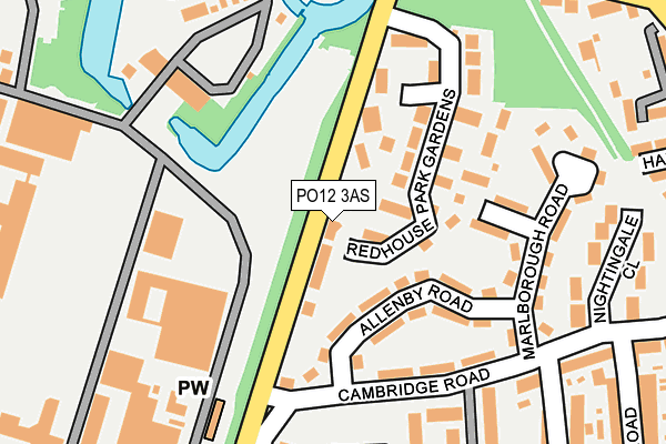 PO12 3AS map - OS OpenMap – Local (Ordnance Survey)