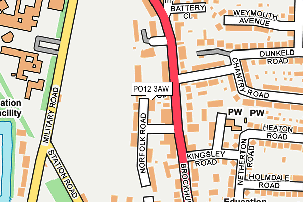 PO12 3AW map - OS OpenMap – Local (Ordnance Survey)