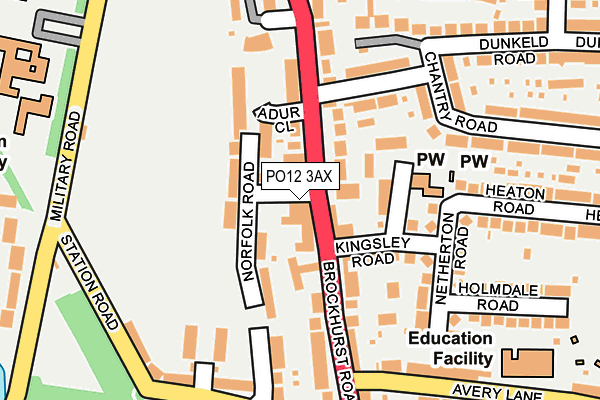 PO12 3AX map - OS OpenMap – Local (Ordnance Survey)