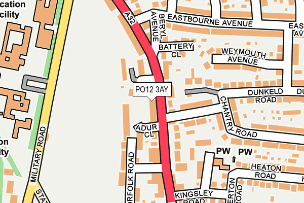 PO12 3AY map - OS OpenMap – Local (Ordnance Survey)
