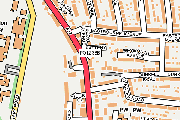 PO12 3BB map - OS OpenMap – Local (Ordnance Survey)