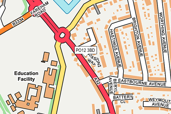 PO12 3BD map - OS OpenMap – Local (Ordnance Survey)