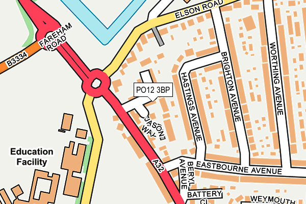 PO12 3BP map - OS OpenMap – Local (Ordnance Survey)