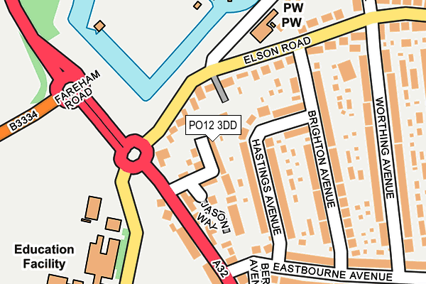 PO12 3DD map - OS OpenMap – Local (Ordnance Survey)