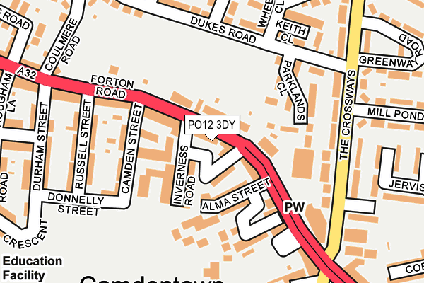 PO12 3DY map - OS OpenMap – Local (Ordnance Survey)