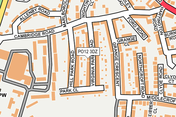 PO12 3DZ map - OS OpenMap – Local (Ordnance Survey)