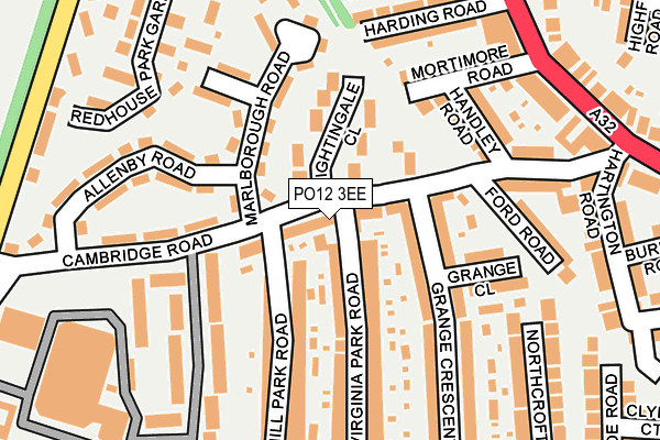 PO12 3EE map - OS OpenMap – Local (Ordnance Survey)