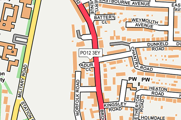 PO12 3EY map - OS OpenMap – Local (Ordnance Survey)