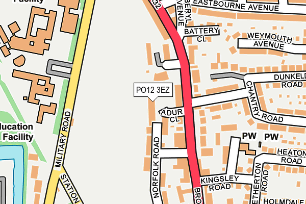 PO12 3EZ map - OS OpenMap – Local (Ordnance Survey)