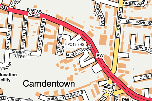 PO12 3HS map - OS OpenMap – Local (Ordnance Survey)