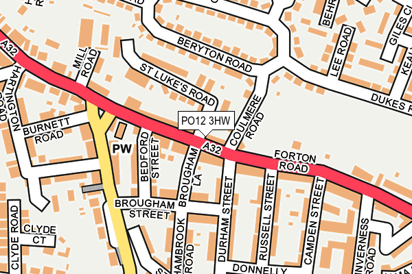 PO12 3HW map - OS OpenMap – Local (Ordnance Survey)