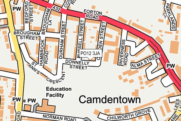 PO12 3JA map - OS OpenMap – Local (Ordnance Survey)