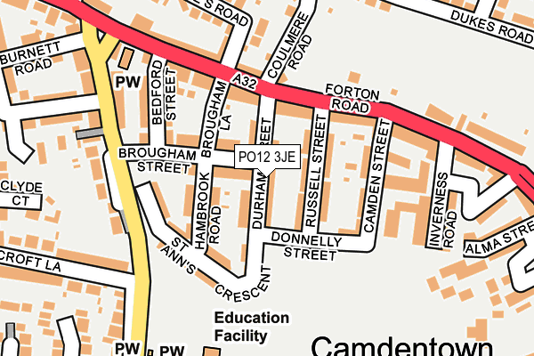 PO12 3JE map - OS OpenMap – Local (Ordnance Survey)