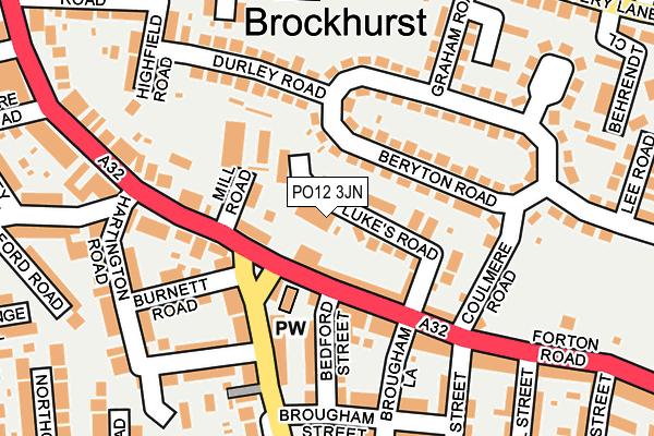 PO12 3JN map - OS OpenMap – Local (Ordnance Survey)