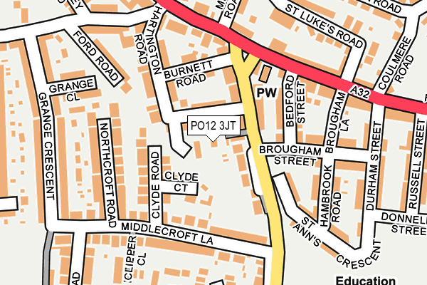 PO12 3JT map - OS OpenMap – Local (Ordnance Survey)