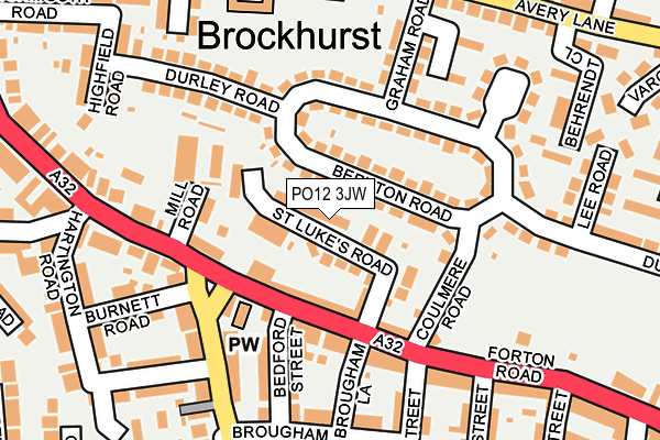 PO12 3JW map - OS OpenMap – Local (Ordnance Survey)