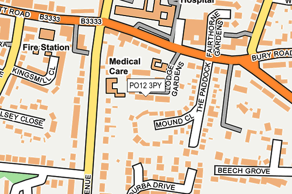 PO12 3PY map - OS OpenMap – Local (Ordnance Survey)