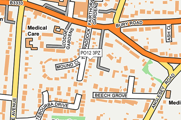 PO12 3PZ map - OS OpenMap – Local (Ordnance Survey)