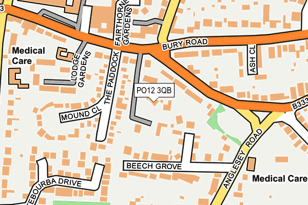 PO12 3QB map - OS OpenMap – Local (Ordnance Survey)