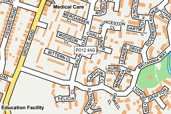 PO12 4AG map - OS OpenMap – Local (Ordnance Survey)