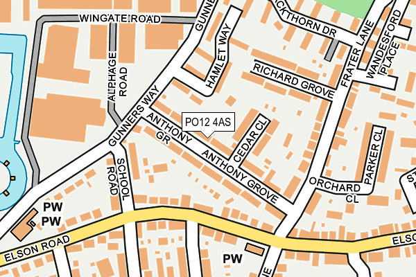 PO12 4AS map - OS OpenMap – Local (Ordnance Survey)