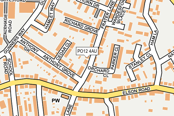 PO12 4AU map - OS OpenMap – Local (Ordnance Survey)