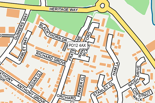 PO12 4AX map - OS OpenMap – Local (Ordnance Survey)