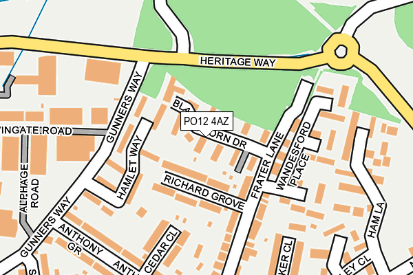 PO12 4AZ map - OS OpenMap – Local (Ordnance Survey)