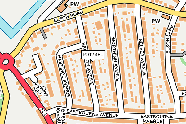 PO12 4BU map - OS OpenMap – Local (Ordnance Survey)