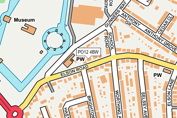 PO12 4BW map - OS OpenMap – Local (Ordnance Survey)