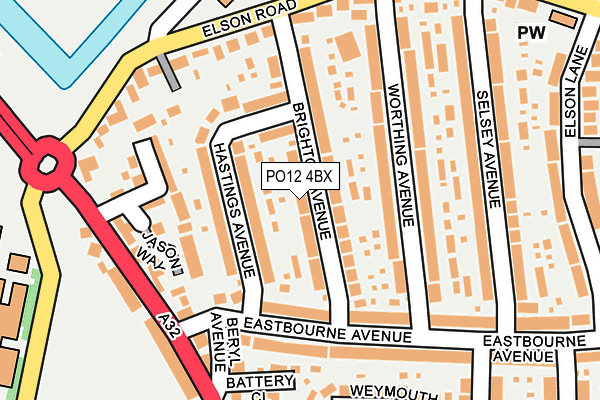 PO12 4BX map - OS OpenMap – Local (Ordnance Survey)