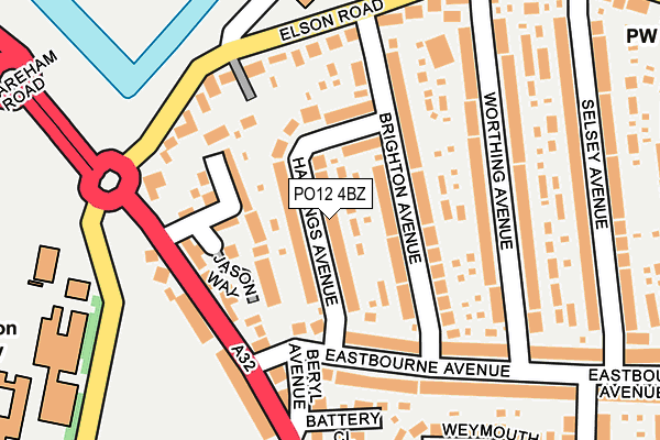 PO12 4BZ map - OS OpenMap – Local (Ordnance Survey)