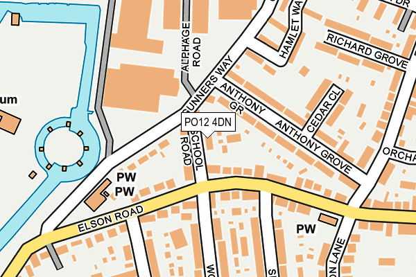 PO12 4DN map - OS OpenMap – Local (Ordnance Survey)