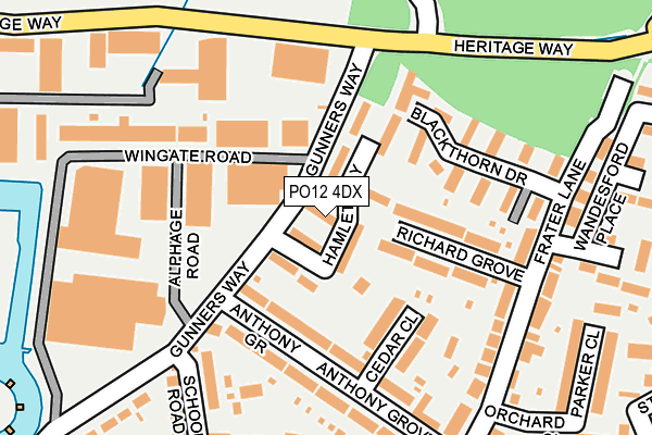 PO12 4DX map - OS OpenMap – Local (Ordnance Survey)