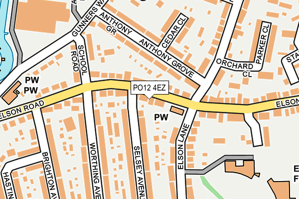 PO12 4EZ map - OS OpenMap – Local (Ordnance Survey)