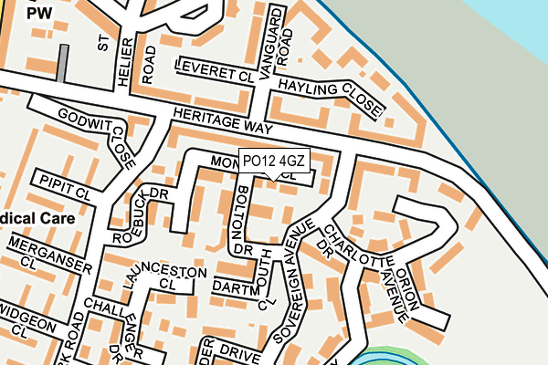 PO12 4GZ map - OS OpenMap – Local (Ordnance Survey)