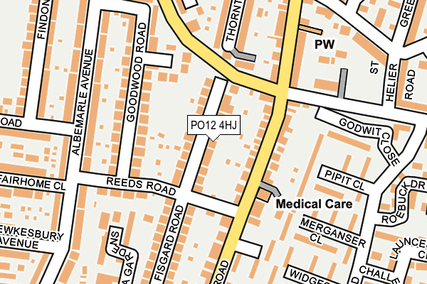 PO12 4HJ map - OS OpenMap – Local (Ordnance Survey)