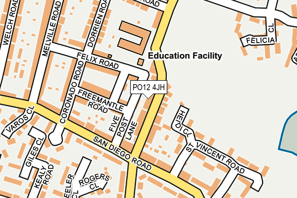 PO12 4JH map - OS OpenMap – Local (Ordnance Survey)