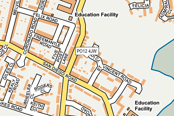 PO12 4JW map - OS OpenMap – Local (Ordnance Survey)